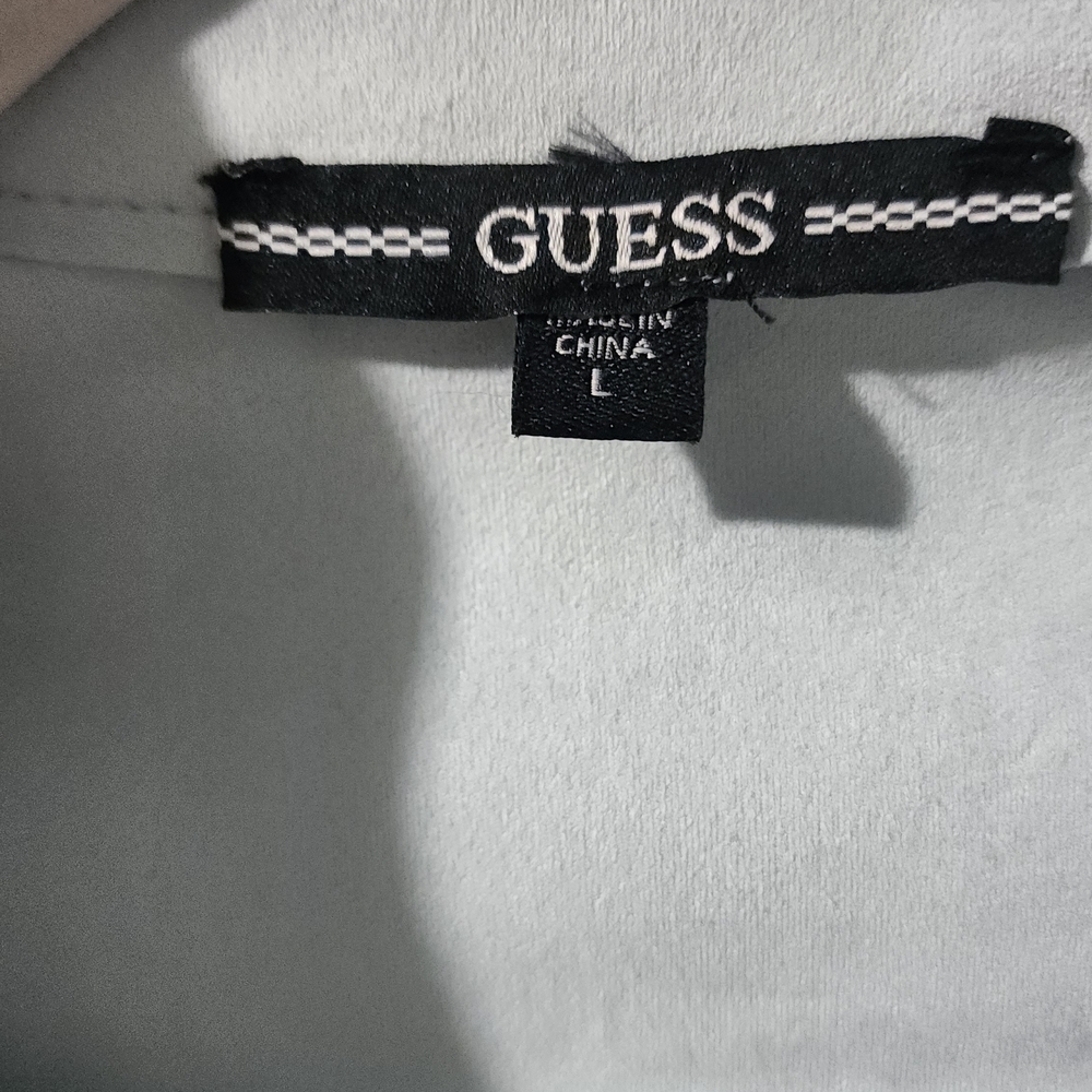 Guess Y2K Blue Faux Suede Snap Button Shirt Women size L - Picture 6 of 8